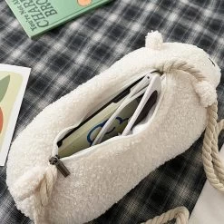 Kawaii Plush Teddy Bear Crossbody -Kawaii Fashion Shop Girls Sweet Cute Plush Teddy Bear Crossbody Bag Cartoon Bear Shaped Women Handbags Fashion Portable Plush 4