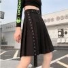 Kawaii Punk Mini Skirt -Kawaii Fashion Shop Gothic Punk Harajuku Women Shorts Casual Cool Chic Preppy Style Grey Plaid Pleate Black White Female