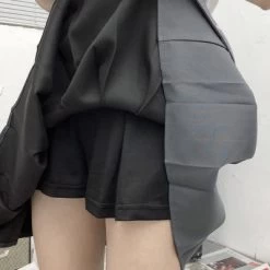 Kawaii Punk Mini Skirt -Kawaii Fashion Shop Gothic Punk Harajuku Women Shorts Casual Cool Chic Preppy Style Grey Plaid Pleate Black White Female 5