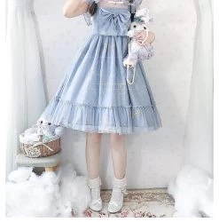 Sweet Blue Polyester Sleeveless Lolita Dress -Kawaii Fashion Shop H423cc430238f45beb30b94d31dfb676f5