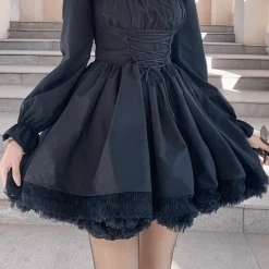Kawaii Lace Up Gothic Puff Sweet Dress -Kawaii Fashion Shop H4987c496424a489a97f72ec5c420a977o