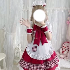Kawaii Christmas Red Lolita Maid Dress -Kawaii Fashion Shop HAYA 2022 Christmas Maid New Year Gift Lolita Skirt Christmas Maid Little Red Riding Hood Cos 2