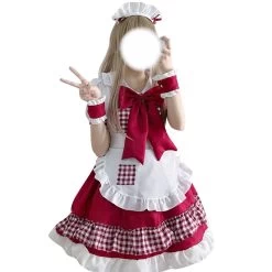 Kawaii Christmas Red Lolita Maid Dress -Kawaii Fashion Shop HAYA 2022 Christmas Maid New Year Gift Lolita Skirt Christmas Maid Little Red Riding Hood Cos 4