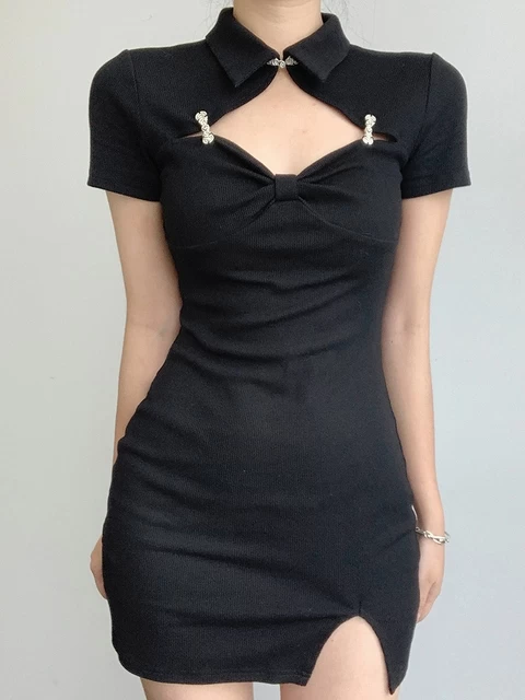 Punk Choker Split Side Dress Mini Dress 4 Punk Choker Split Side Dress Mini Dress - Image 2