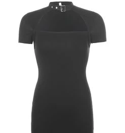 Punk Choker Split Side Dress Mini Dress 13 Punk Choker Split Side Dress Mini Dress -Kawaii Fashion Shop HEYounGIRL Harajuku Black Bodycon Mini Dress Women Split Side Halter Short Dresses Ladies Skinny Short Sleeve 4