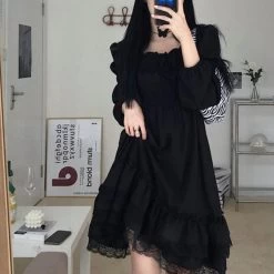 Black Lace Gothic Dress