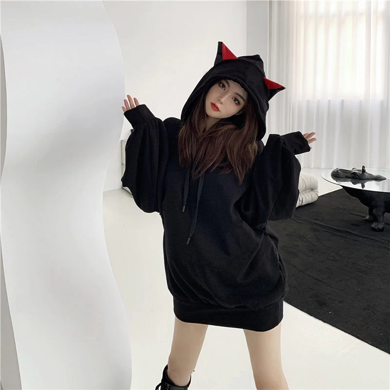 Kawaii Black Cat Ears Hoodie 4 Kawaii Black Cat Ears Hoodie - Image 2