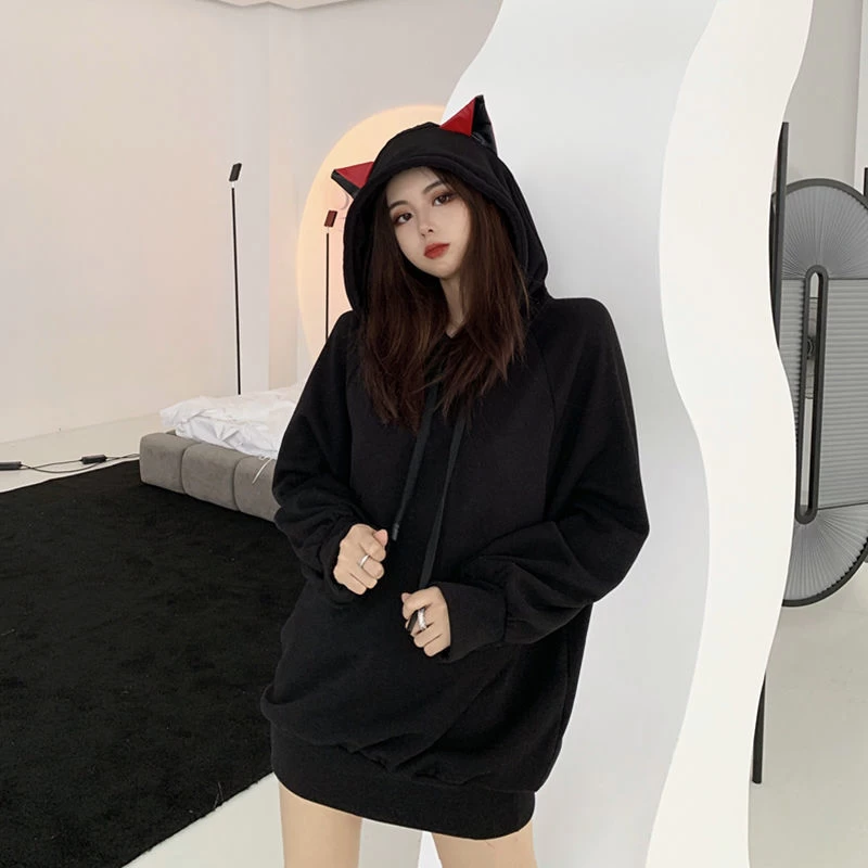 Kawaii Black Cat Ears Hoodie 6 Kawaii Black Cat Ears Hoodie - Image 4