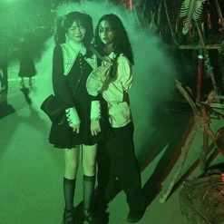 Gothic Black Lace Patchwork Dress -Kawaii Fashion Shop HOUZHOU Gothic Dress Women Black Lace Patchwork Mini Dresses Bandage Goth Dark Halloween Club Streetwear Spring 3