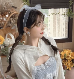 Kawaii Sweet Lace Bow Slim Lolita Dress -Kawaii Fashion Shop HOUZHOU Kawaii Lolita Dress Women Japanese Sweet Lace Bow Fairycore Slim Sexy Cute Sleeveless Mini Dress 4