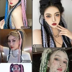 Cute Dyeing Braid Wigs -Kawaii Fashion Shop Hair long Braids color Hair Braids Hair Extensions Cute Synthetic Braiding Hair For Daily Party African 5