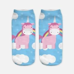 Kawaii Harajuku 3D Unicorn Socks -Kawaii Fashion Shop Harajuku 3D Print Unicorn Socks Women Kawaii Ankle Licorne Chaussette Femme Calcetines Mujer Cute Art Socks 3