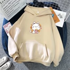 Cute Cat Harajuku Hoodie -Kawaii Fashion Shop Harajuku Hoodie Cat Cute Print 2020 Winter Cartoon Oversized Sweatshirt Women Fashion Kawaii Warm Clothes Japanese 3