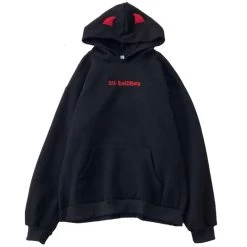 Devil Horn Hoodie -Kawaii Fashion Shop Harajuku Hoodies Girl Little Devil Horns Gothic Hooded Sweatshirts Women Demon Fly Wings Loose Pullovers Pocket 3