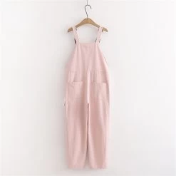Kawaii ‘Sweet Peach’ Jump Suit Dungarees -Kawaii Fashion Shop Harajuku Kawaii Cargo Pants Women Sweet Plaid Strawberry Print Casual Trousers Female Pink Overalls Girls Cute 4