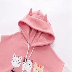 Tres Cat Kawaii Hoodie 7 Tres Cat Kawaii Hoodie -Kawaii Fashion Shop Harajuku Kawaii Hoodie Cat Ear Women Print Graphic Japanese Clothes Lolita Cute Cartoon Cat Ribbon Sweatshirt 2