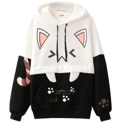 Harajuku Kawaii Cat Ear Hoodie -Kawaii Fashion Shop Harajuku Kawaii Women Cute Hoodie Black Pink Long Sleeve Graphic Cat Ear Funny Anime Teen Girls 2