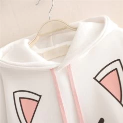 Harajuku Kawaii Cat Ear Hoodie -Kawaii Fashion Shop Harajuku Kawaii Women Cute Hoodie Black Pink Long Sleeve Graphic Cat Ear Funny Anime Teen Girls 5