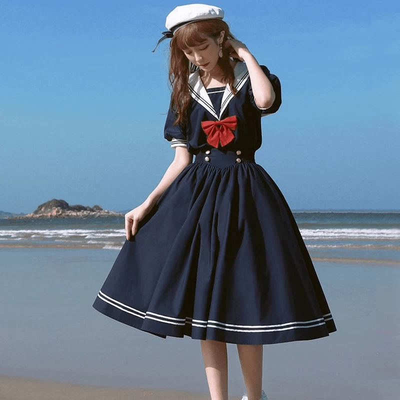 Harajuku MKilor Collar Navy Lolita Dress 3 Harajuku MKilor Collar Navy Lolita Dress