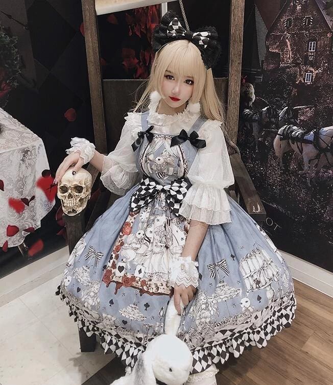 Gothic Alice Printed Lolita Suspender Dress 4 Gothic Alice Printed Lolita Suspender Dress - Image 2