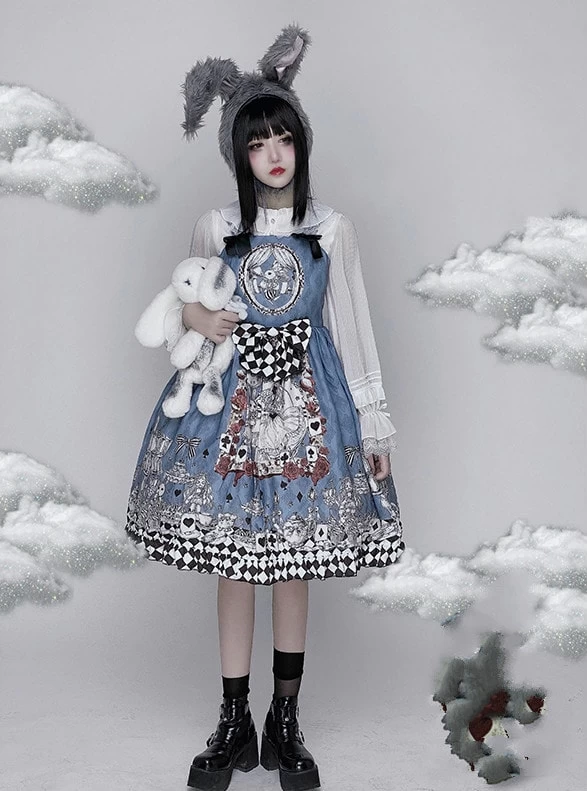 Gothic Alice Printed Lolita Suspender Dress 6 Gothic Alice Printed Lolita Suspender Dress - Image 4