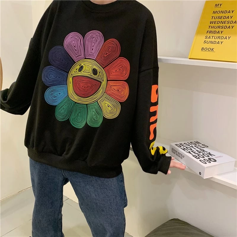 Harajuku Rainbow Sunflower Hoodie 4 Harajuku Rainbow Sunflower Hoodie - Image 3