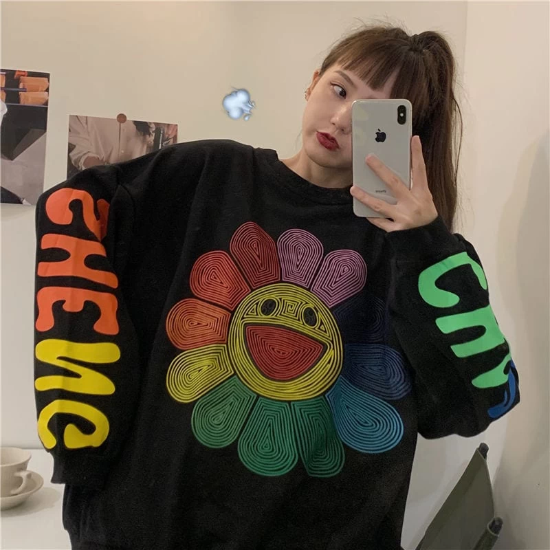 Harajuku Rainbow Sunflower Hoodie 2 Harajuku Rainbow Sunflower Hoodie