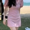 Heart Puff Sleeve Polo Dress