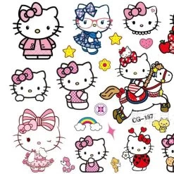 Kitty Temporary Tattoo Pack -Kawaii Fashion Shop Hellokitty Cute Creative Exquisite Waterproof Girl Heart Lasting Tattoo Stickers colours 5