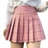 Cute High-waisted Plaid Pleated Skirts 1 Cute High-waisted Plaid Pleated Skirts -Kawaii Fashion Shop High Waist Short Pleated Skirt Micro Skirt Black Mini Skirts Womens Tennis Skirts Korean Pink White