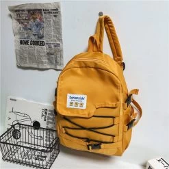 Harajuku Hip-hop Solid Color Backpack -Kawaii Fashion Shop Hip hop Solid Color Backpack Unisex Original Design Multi buckle School Bag Outdoor Sports Nylon Bag 3