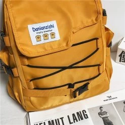 Harajuku Hip-hop Solid Color Backpack -Kawaii Fashion Shop Hip hop Solid Color Backpack Unisex Original Design Multi buckle School Bag Outdoor Sports Nylon Bag 5