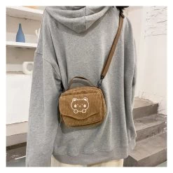 Cute Canvas Zipper Shoulder Bag -Kawaii Fashion Shop Hot Women Canvas Zipper Bag Preppy Style Student Tote Shoulder Messenger Bag Small Corduroy Bag Satchel 5