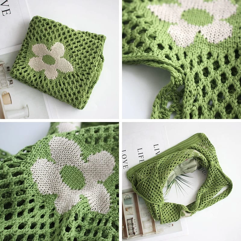 Summer Flower Mesh Tote Shopping Bag 5 Summer Flower Mesh Tote Shopping Bag - Image 3