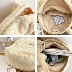 Kawaii Bear Crossbody Handbag -Kawaii Fashion Shop Hylhexyr Women s Leisure Plush Shoulder Bag Cute Bear Zipper Messenger Bags 2021 Autumn and Winter 2