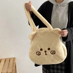 Kawaii Bear Crossbody Handbag -Kawaii Fashion Shop Hylhexyr Women s Leisure Plush Shoulder Bag Cute Bear Zipper Messenger Bags 2021 Autumn and Winter 5