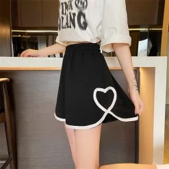 Korean Fashion Love Heart Sport Shorts -Kawaii Fashion Shop JMPRS Summer Elastic Waist Shorts Women s Korean Style Loose Casual Wide Leg Pants Female High 2