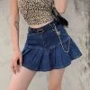 Denim Skirt With Ruffles -Kawaii Fashion Shop JMPRS Women Jeans Skirts Summer High Waist Pleated Skirts Fashion Zipper Mini Skirts Streetwear Bottom Skinny
