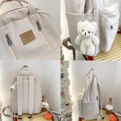 Kawaii Double Zipper Teenager Girls Backpack -Kawaii Fashion Shop JULYCCINO Multifunction Double Zipper Women Backpack Teenager Girls Laptop Backpack Student Shoulder Bag Korean Style Schoolbag 4