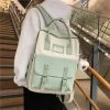 Cute Linen Buckle Backpack -Kawaii Fashion Shop JULYCCINO Women Nylon Backpack Candy Color Waterproof School Bags for Teenagers Girls Patchwork Backpack Female Rucksack