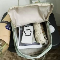 Cute Linen Buckle Backpack -Kawaii Fashion Shop JULYCCINO Women Nylon Backpack Candy Color Waterproof School Bags for Teenagers Girls Patchwork Backpack Female Rucksack 5