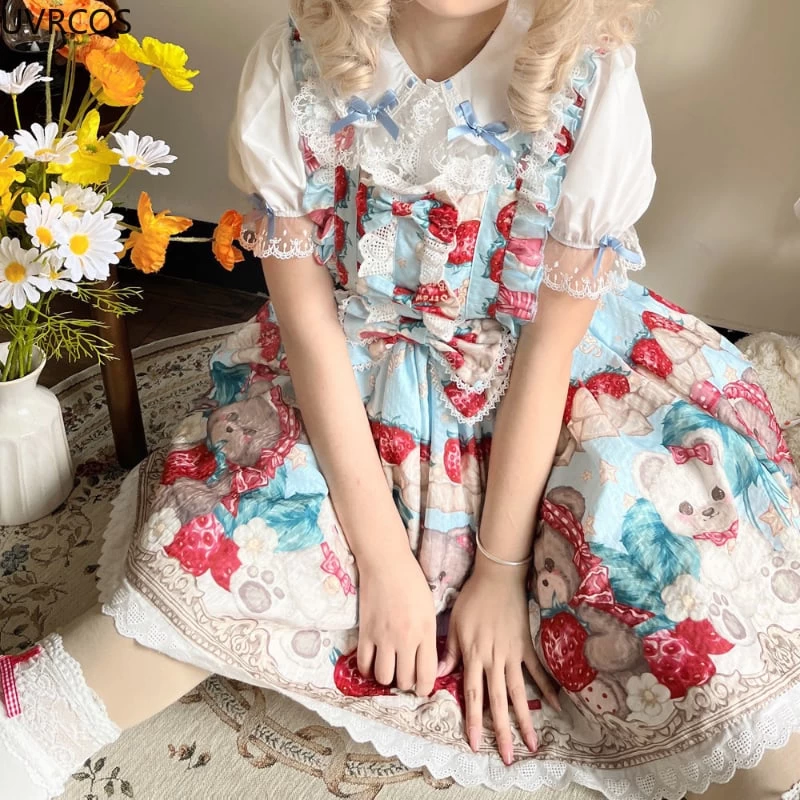 Kawaii Sweet Bear Print Lolita Jsk Dress 6 Kawaii Sweet Bear Print Lolita Jsk Dress - Image 4