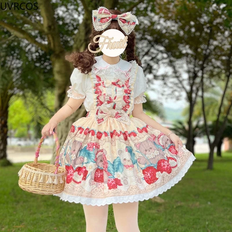 Kawaii Sweet Bear Print Lolita Jsk Dress 7 Kawaii Sweet Bear Print Lolita Jsk Dress - Image 5