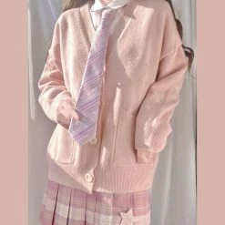 Japan JK Uniforms Sweater -Kawaii Fashion Shop Japan School Sweater Spring Autumn 100 V neck Cotton Knitted Sweater JK Uniforms Cardigan Multicolor Student 2
