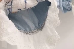 “Where Is The Cat?” Denim Bloomers Shorts -Kawaii Fashion Shop Japan Style 2021 New Lace Elastic Waist Bloomers Cat Head Embroidered Denim Shorts Women Sweet Ladies 4