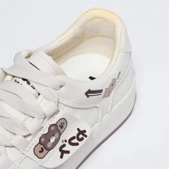 Japanese All-match Cute Bear White Sneakers 17 Japanese All-match Cute Bear White Sneakers -Kawaii Fashion Shop Japanese All match Cute Bear White Sneakers 1