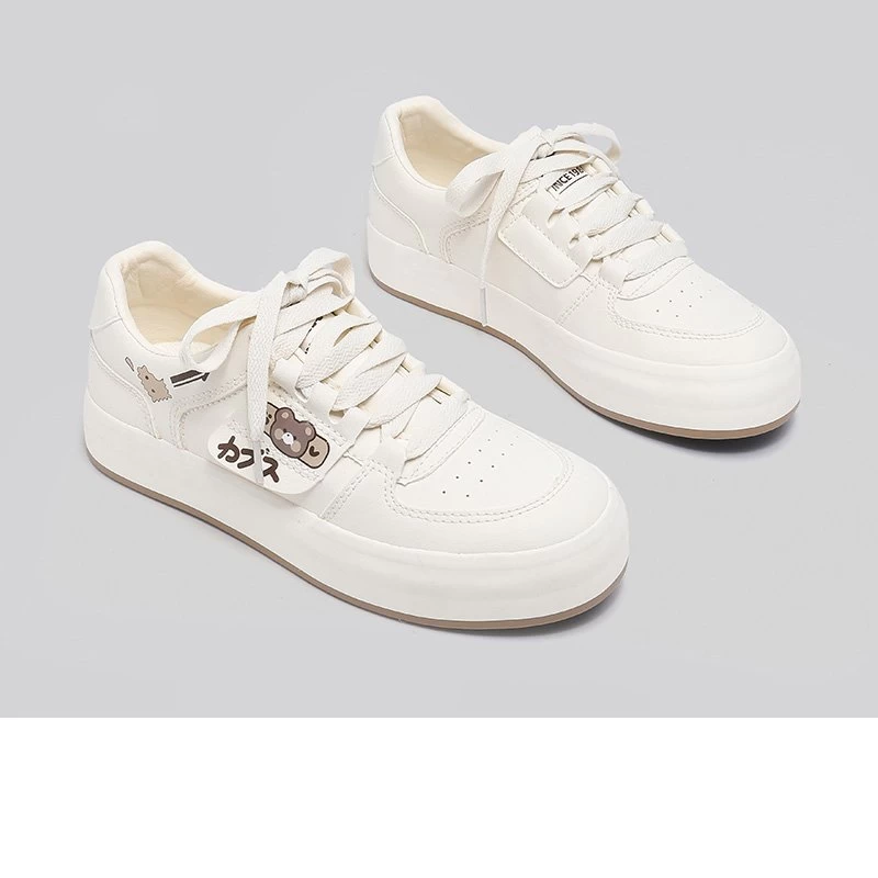 Japanese All-match Cute Bear White Sneakers 4 Japanese All-match Cute Bear White Sneakers - Image 2