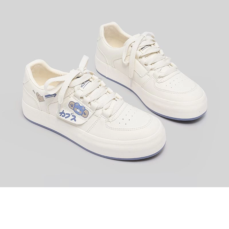 Japanese All-match Cute Bear White Sneakers 5 Japanese All-match Cute Bear White Sneakers - Image 3