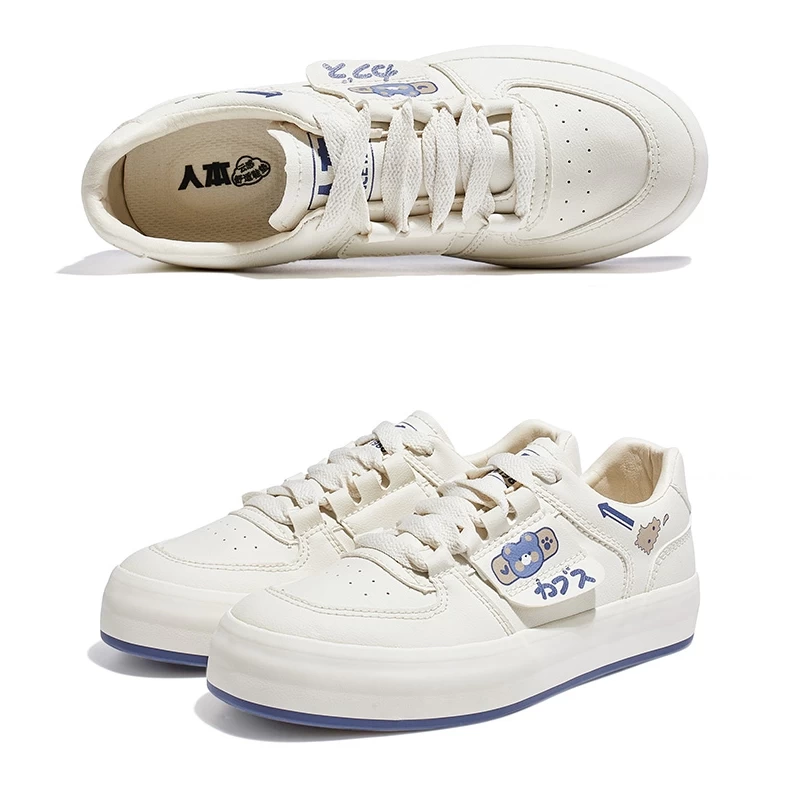 Japanese All-match Cute Bear White Sneakers 7 Japanese All-match Cute Bear White Sneakers - Image 5
