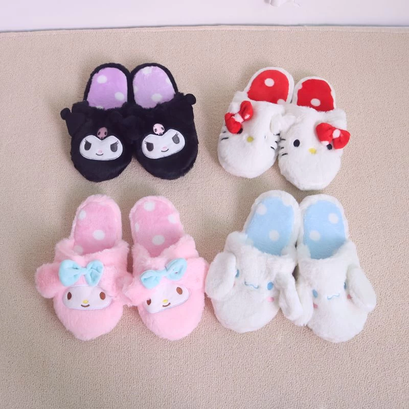 Kawaii Fuzzy Kuromi Slippers 3 Kawaii Fuzzy Kuromi Slippers